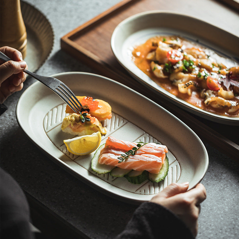 Household Stoneware Serving Plates And Tableware