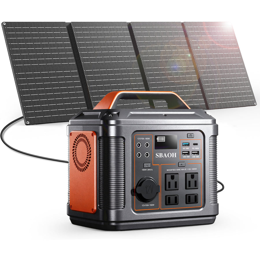 Portable Power Station 300W, 296Wh Lithium Battery Home Battery Backup Solar Generator Power With 300W AC Outlets,1 PD100W, For Outdoor Camping, RV Travel,Emergency