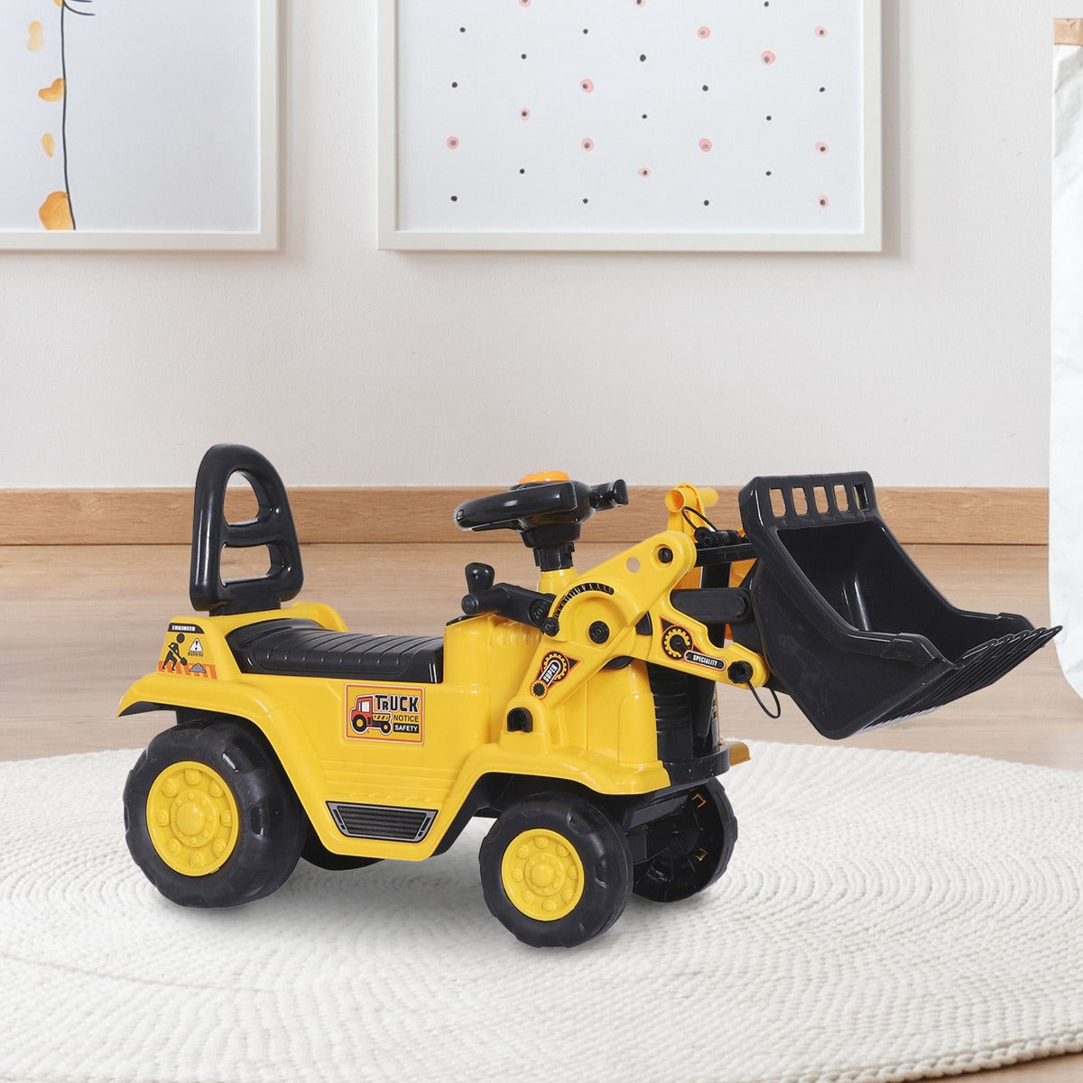 1 Ride On Toy Bulldozer Digger Tractor Pulling Cart Pretend Play Construction Truck
