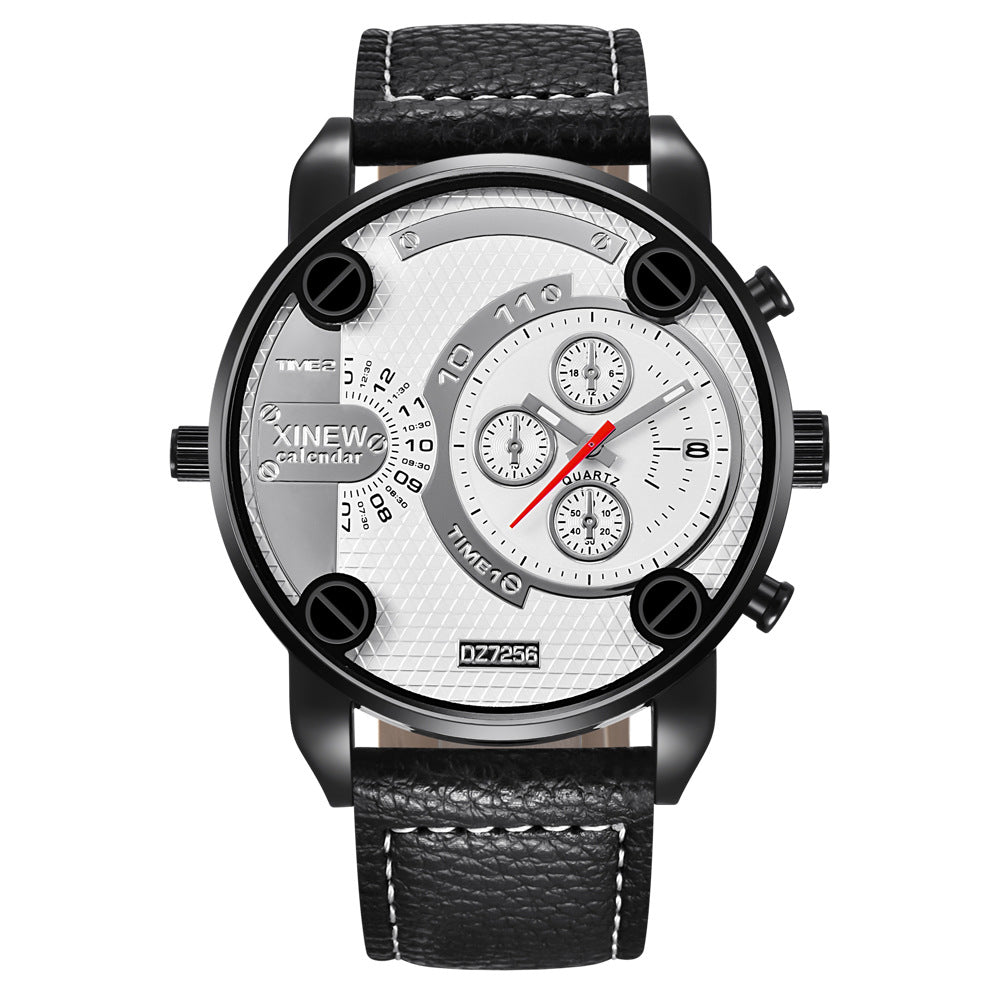 Mens Big Watches Fashion Leather Date Gifts Wristwatch