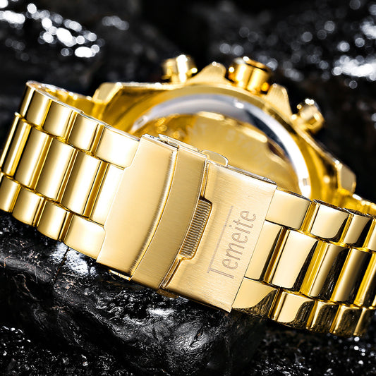 Large dial steel strap sport watch
