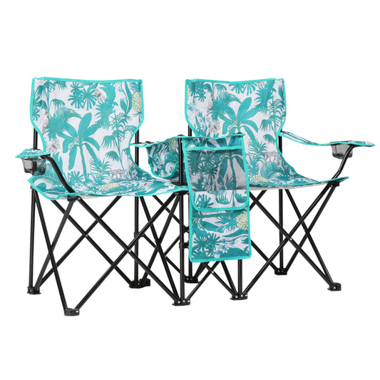 Pineapple Pattern Fishing Chair Iron Bracket Oxford Cloth 85kg With Sun Umbrella