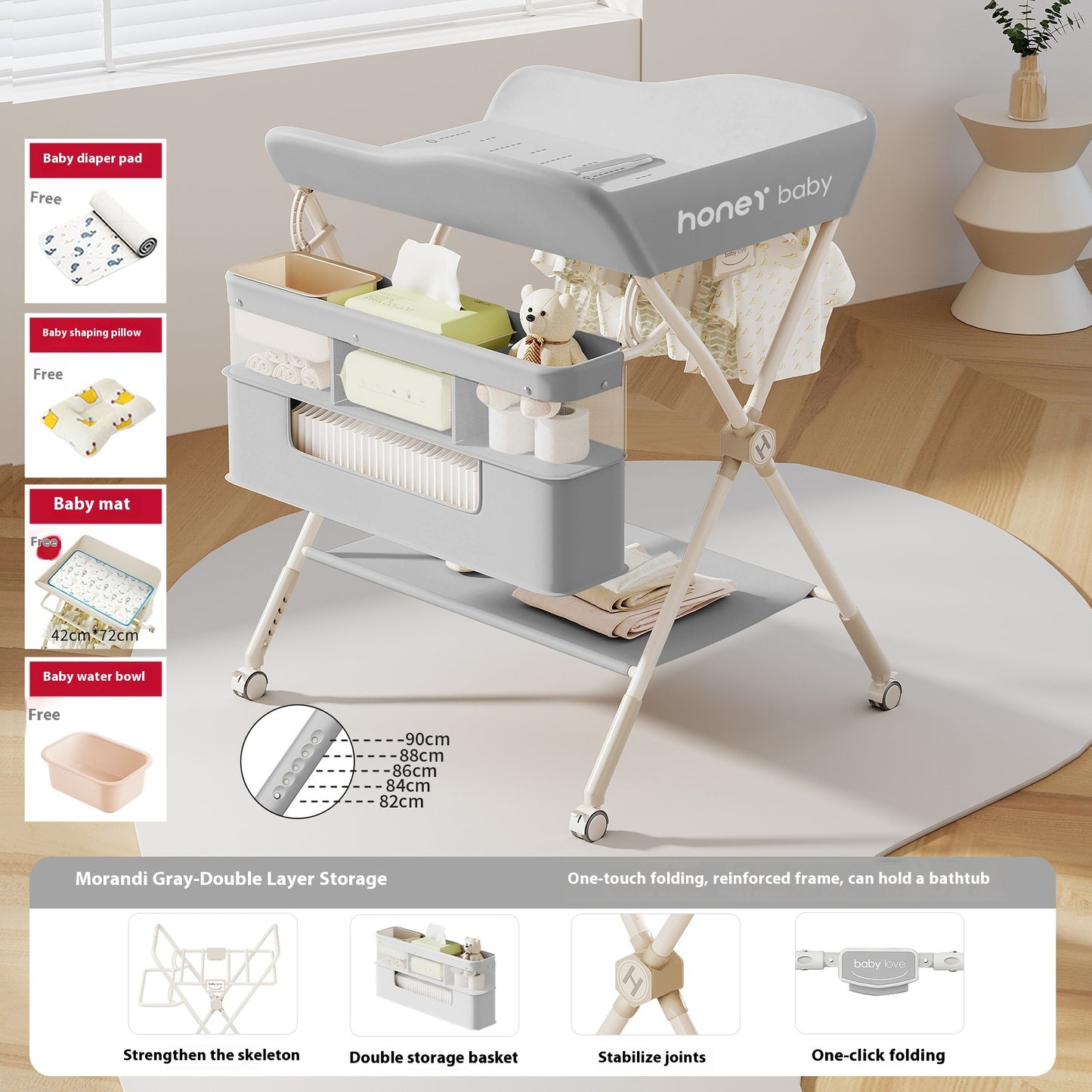 Multifunctional Foldable Diaper-changing Table Baby Care Urine Exchange