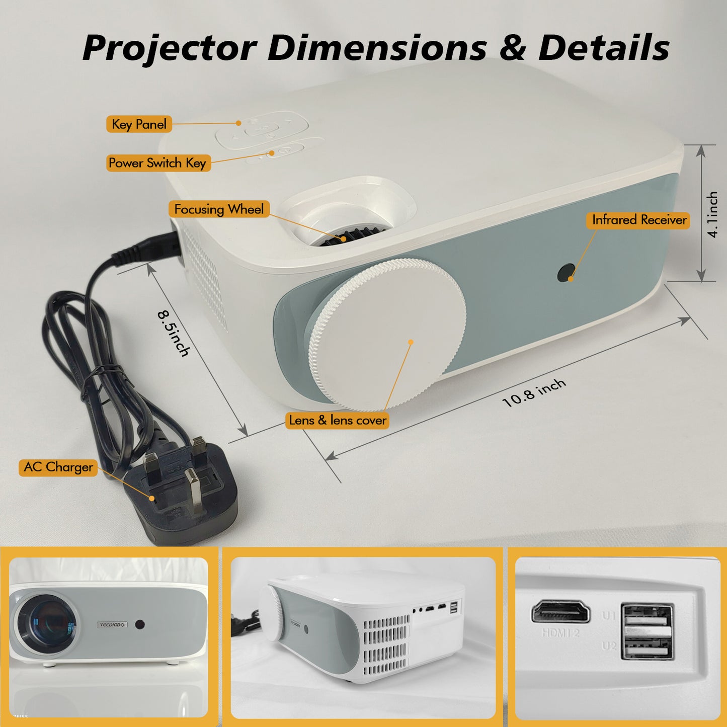 4K 5G Bluetooth Projector 4D Keystone Correction Native 1080P Full HD Outdoor Movie Projector For Smart Phone Laptop PC DVD TV PS4