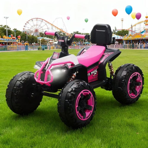 Ride On Toy Car,12V Electric ATV Car For Kids, 4 Wheeler Electric Toy Car With Bluetooth,light,Leather Seaters,,for Boys,Girls,indoor And Out Door