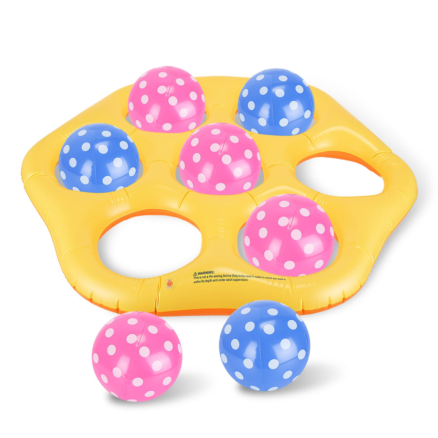 1Pc Inflatable Tic-Tac-Toe Pool Game Set With 7 Balls Summer Water Toy Portable Inflatable Game For Pool Beach