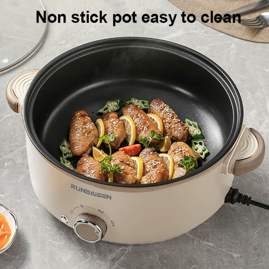4L Electric Slow Cooker Glass Lid Non Stick Rice Cooking Frying Pan Stew Pot NEW