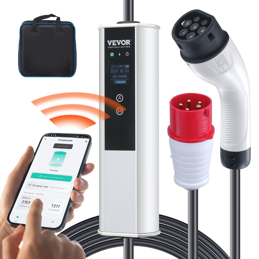 Typ2 EV Ladekabel 16A 3,68kW(einphasig)/11kW(dreiphasig) Elektroauto Ladegerät IP66 Wallbox 7,5m Kabel Ladekabel 4 Stufen Der Stromanpassung (16A/13A/10A/8A) Ladegerät CEE 16-Stecker