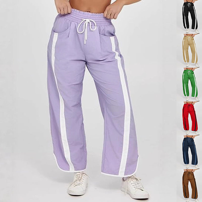 Women's Casual Loose Drawstring Bucket Pants - Comfortable Wide Leg Trousers for Daily Wear