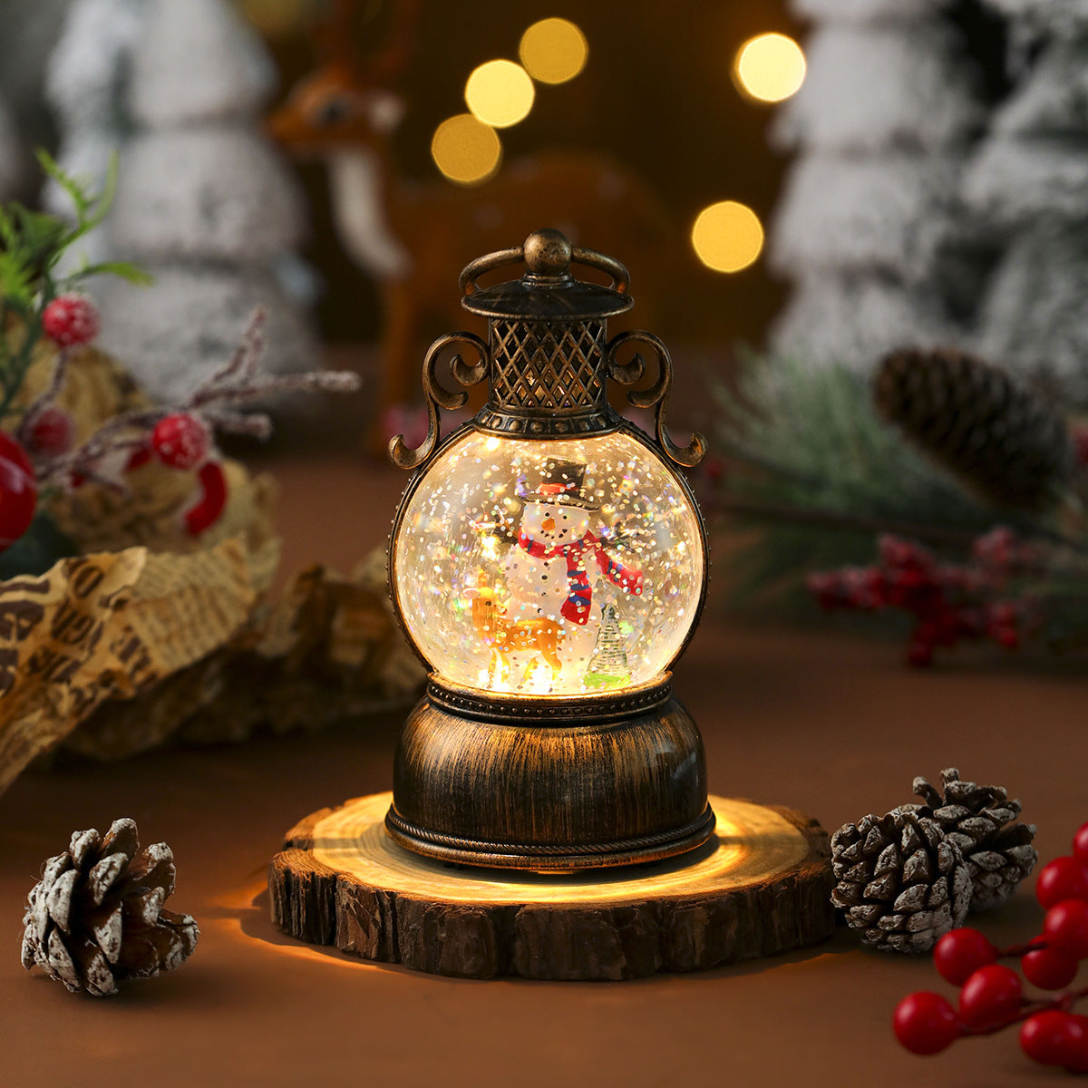 USB Music Snowflake Christmas Light Resin Ornament Christmas