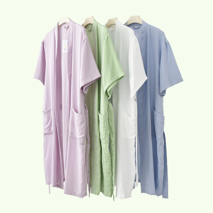Bamboo Cotton Short-sleeved Bathrobe Women's Bathrobe Night-robe Pajamas