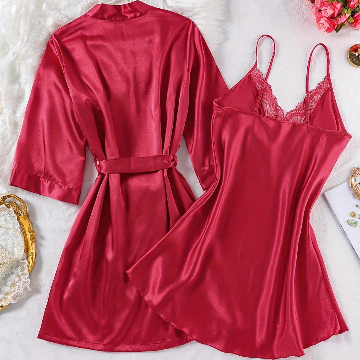 Womens Two-Piece Nightgown And Robe Set