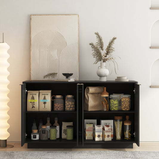 Wood Modern Buffet Cabinet With Storage, Fluted Sideboard Large Buffet With Adjustable Shelves, Credenza, Accent Cabinet Console Table