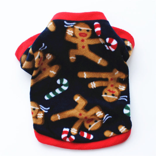 Dog Christmas Clothing Optional Classic Pattern Christmas Hat Ginger Cake Autumn And Winter Pullover Fluffy Jacket Warm Hoodie
