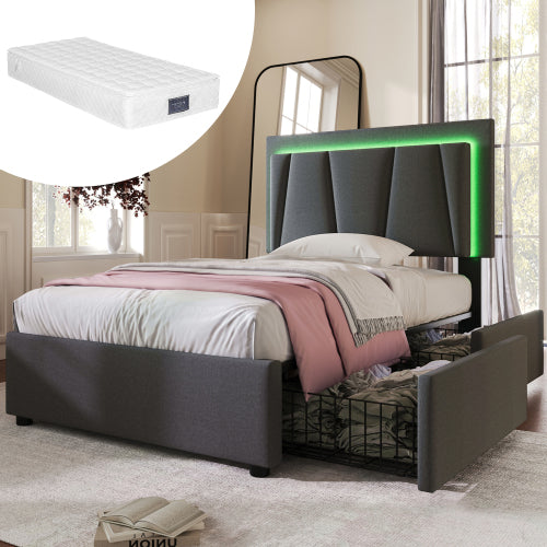 Wooden Storage Bed Bed Frame Size 90cmx200cm