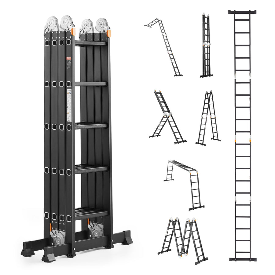 Mehrzweckleiter, 7-in-1-Multifunktionsleiter, A-Rahmen, 5-Stufen-Teleskopleiter, Leitergerüst 5800 Mm, Verstellbare Hochleistungsleiter, 150 Kg Tragkraft Für Den Außenbereich Zu Hause