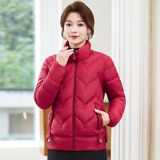 Fashion Stand Collar Pure Color Cotton Clothing Women
