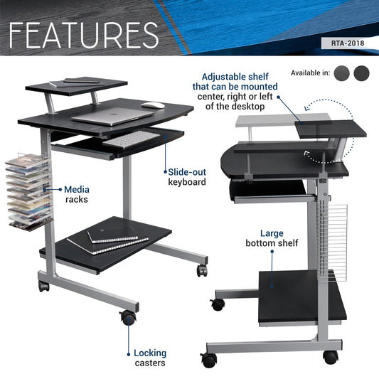 Compact Computer Cart With Storage Space, Dark Coffee Color,Prohibited Platform Amazon