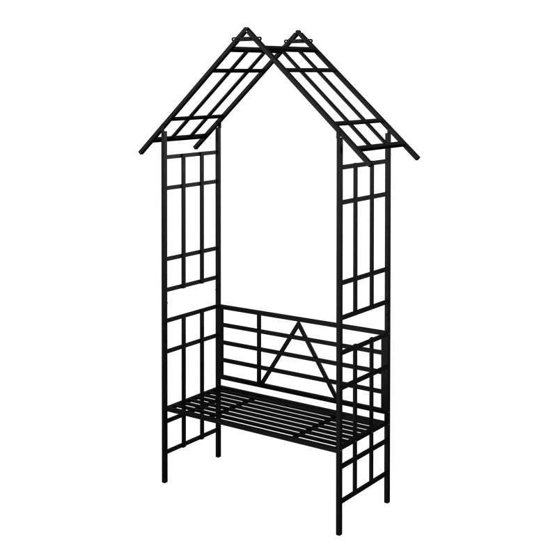 Metal Garden Arch, With Benches That Can Be Converted Into Flower Racks, Climbing Plants To Support Rose Arches, Outdoor Black,Prohibited Platform Temu