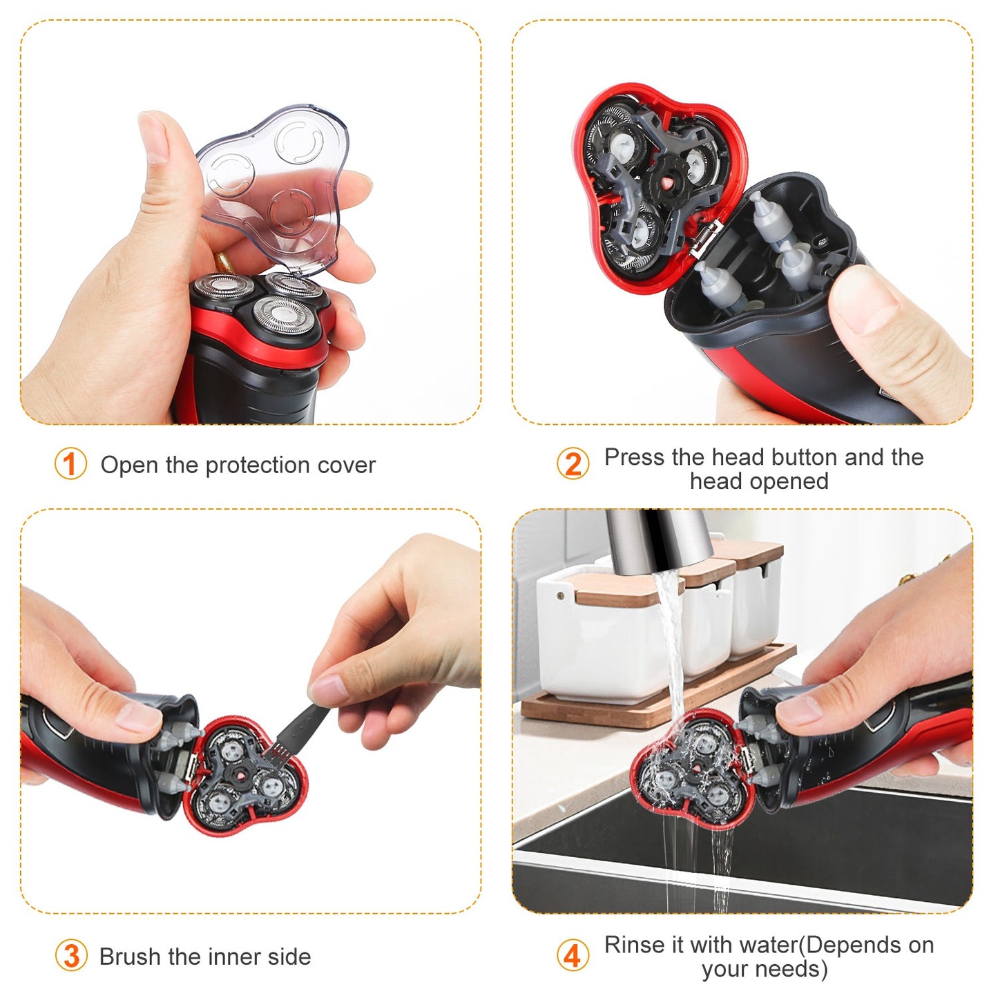 Electric Shaver Razor For Men IPX7 Waterproof Beard Trimmer 3D Rechargeable Painless Rotary Shaver With Trimmer 2 In 1 Electric Shaver
