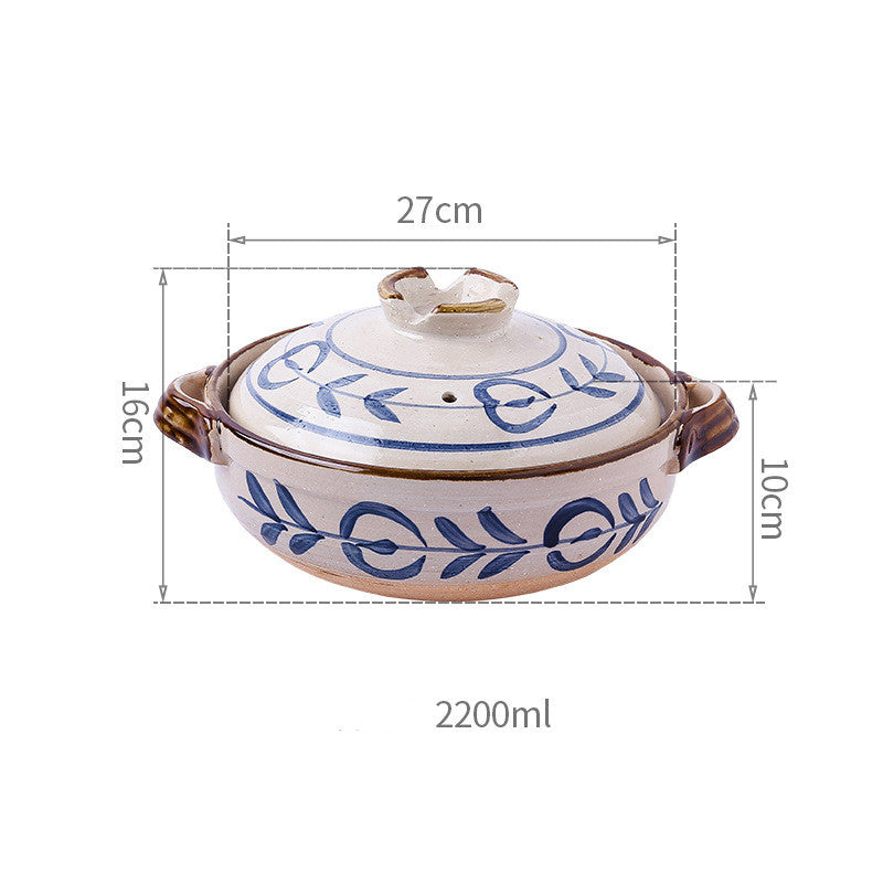 Vintage Hand Painted Japanese Soup Stone Pot