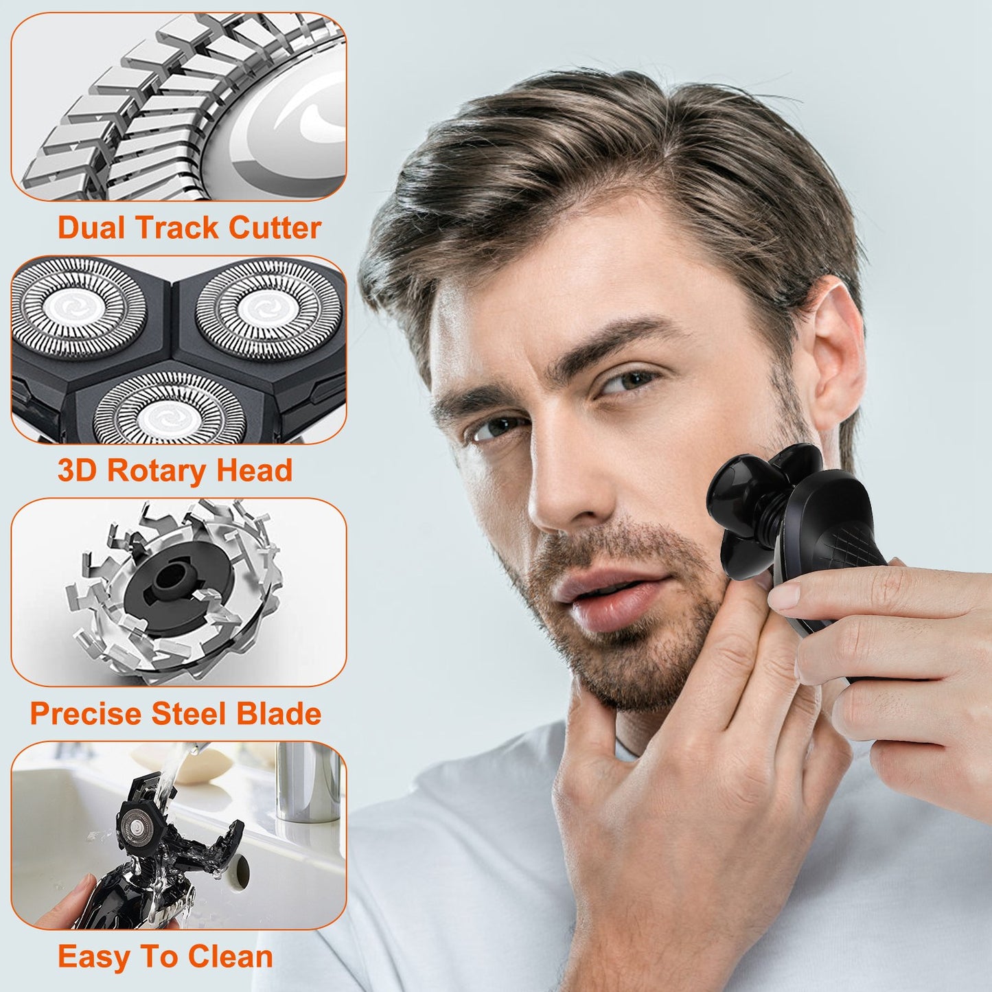1Pack 5 In 1 Electric Razor Shaver Rechargeable Cordless Head Beard Trimmer Shaver Kit IPX6 Waterproof Dry Wet Grooming Kit