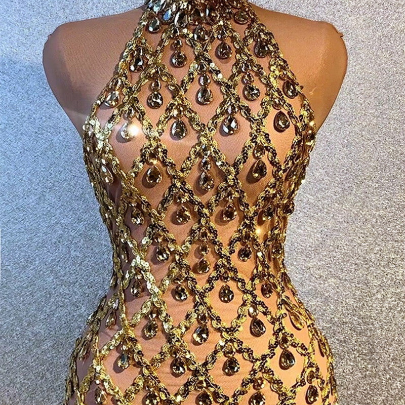 Women's Temperament Fashion Full Of Diamonds Mesh Short Skirt