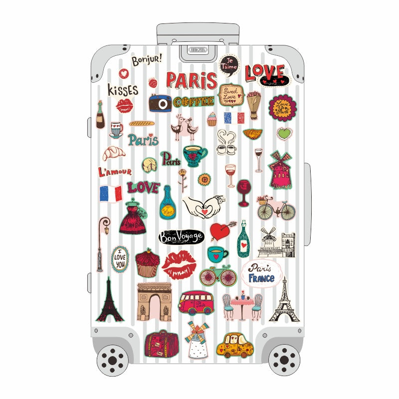 55 French Suitcase Notebook Stickers