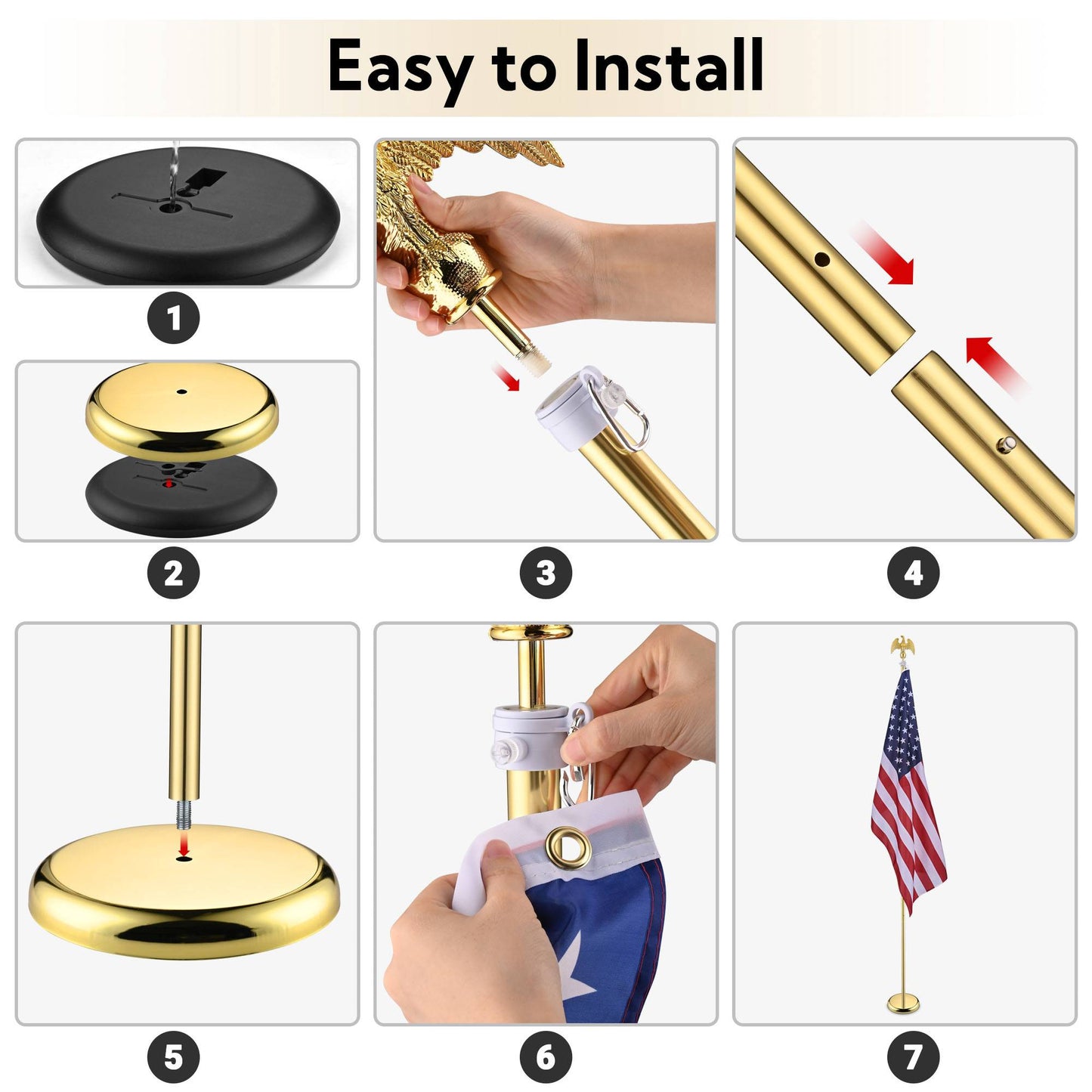 2 Pcs 8 Ft  Indoor Flag Pole