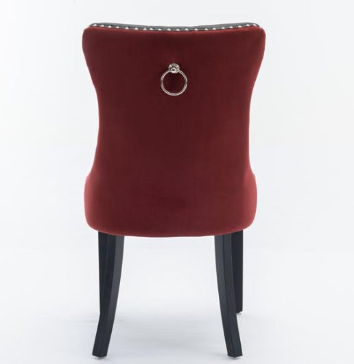 Furniture Collection, Modern High-End Tufted Solid Wood Contemporary PU & Velvet Upholstered Dining Chair-2 Piece Set