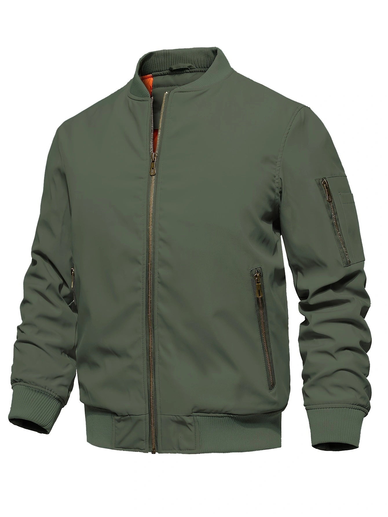 Men's Winter Bomber Jacket, Baseball Jacket Outwear, Thickened Warm Flight Jacket With Ribbed Cuffs, Windproof Casual Coat