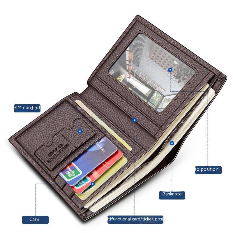 Youth Short First Layer Cowhide Wallet Vertical Korean Business