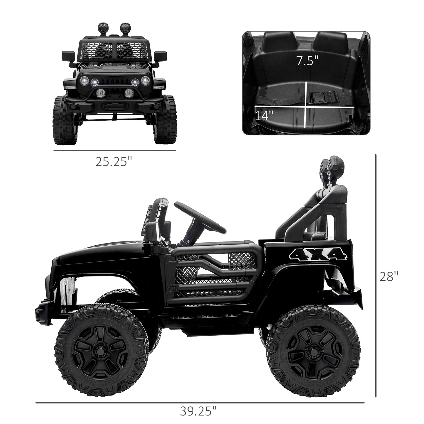12V Battery Powered Kids Ride On Car Off Road Truck Toy w/ Parent Remote