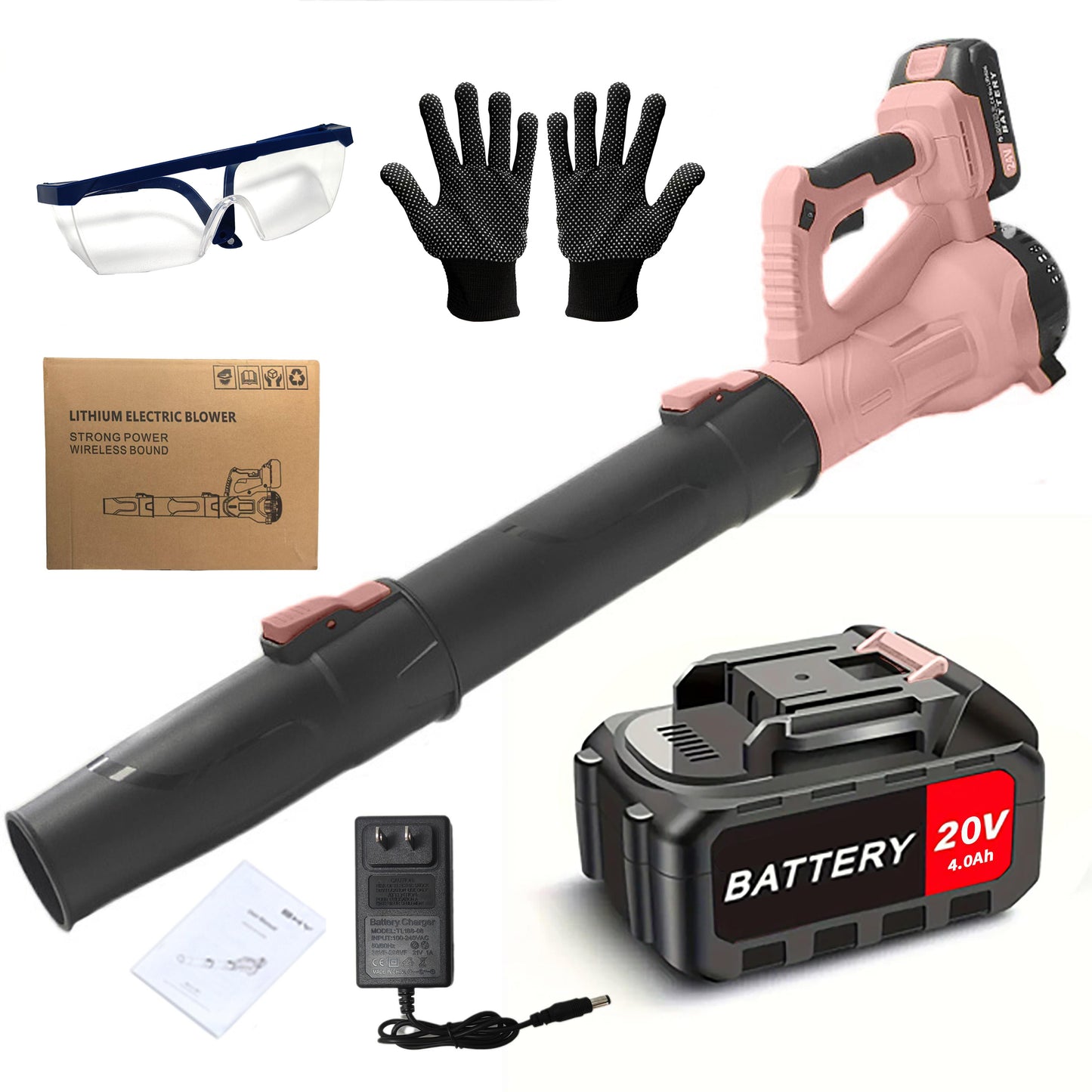 Cordless Leaf Blower 20V Electric Leaf Blower With4.0Ah Batteries And Fast Charger, Variable Speed, Turbo Mode, Battery Powered Handheld Leaf Blowers For Lawn Care And Clearance Yard Leaves