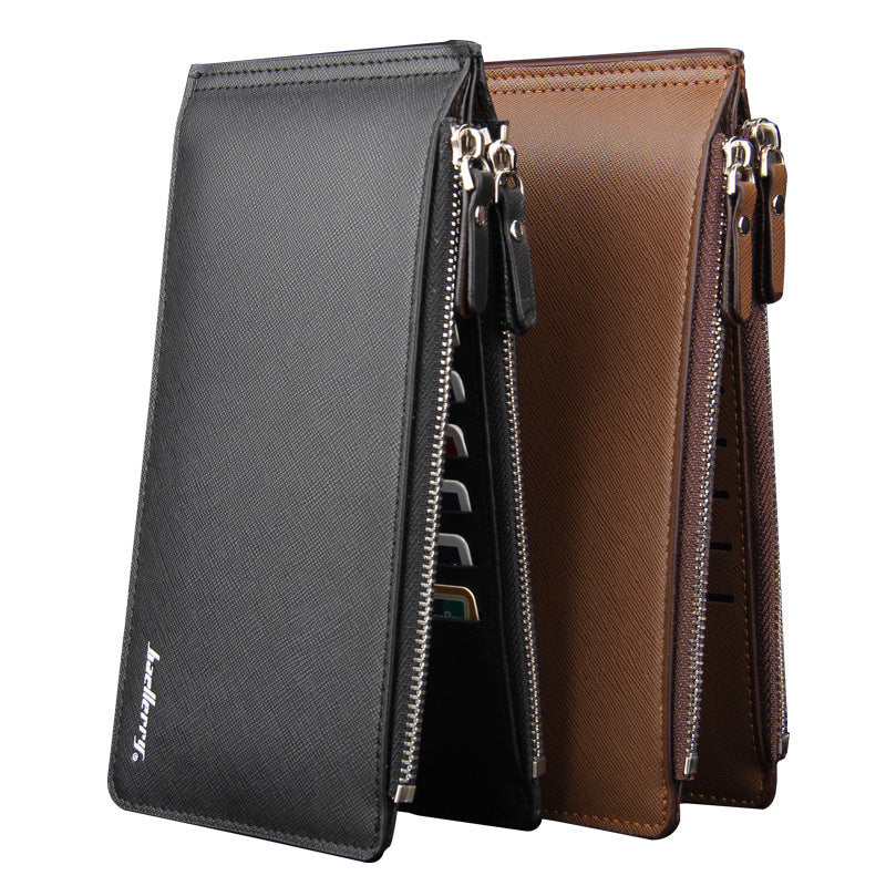 Baellerry Casual Multiple Card Slots Long Men's Wallet Cross Pattern Multifunctional