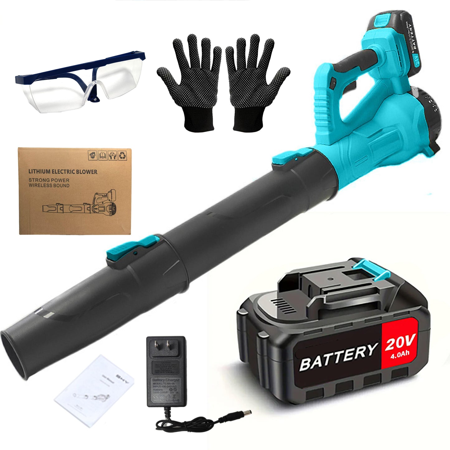 Cordless Leaf Blower 20V Electric Leaf Blower With4.0Ah Batteries And Fast Charger, Variable Speed, Turbo Mode, Battery Powered Handheld Leaf Blowers For Lawn Care And Clearance Yard Leaves