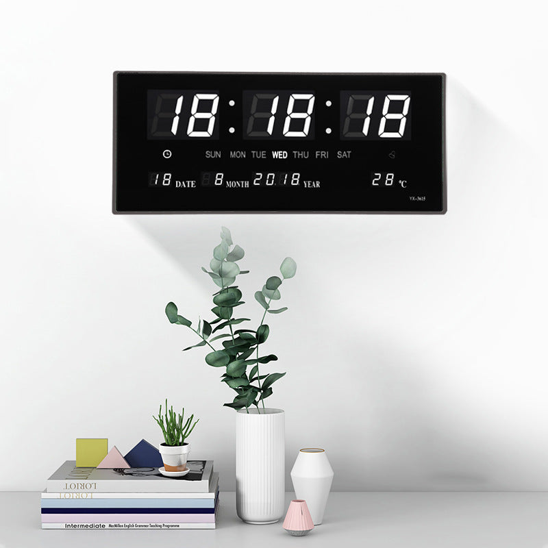 Living Room Calendar Wall Clock Simple Clock Big Digital Temperature Clock