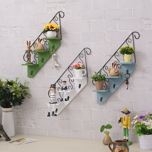 Nordic Wooden Storage Rack Wall-Mounted Flowerpot Storage Rack Storage Box Key Chain Towel Home Decoration Rack