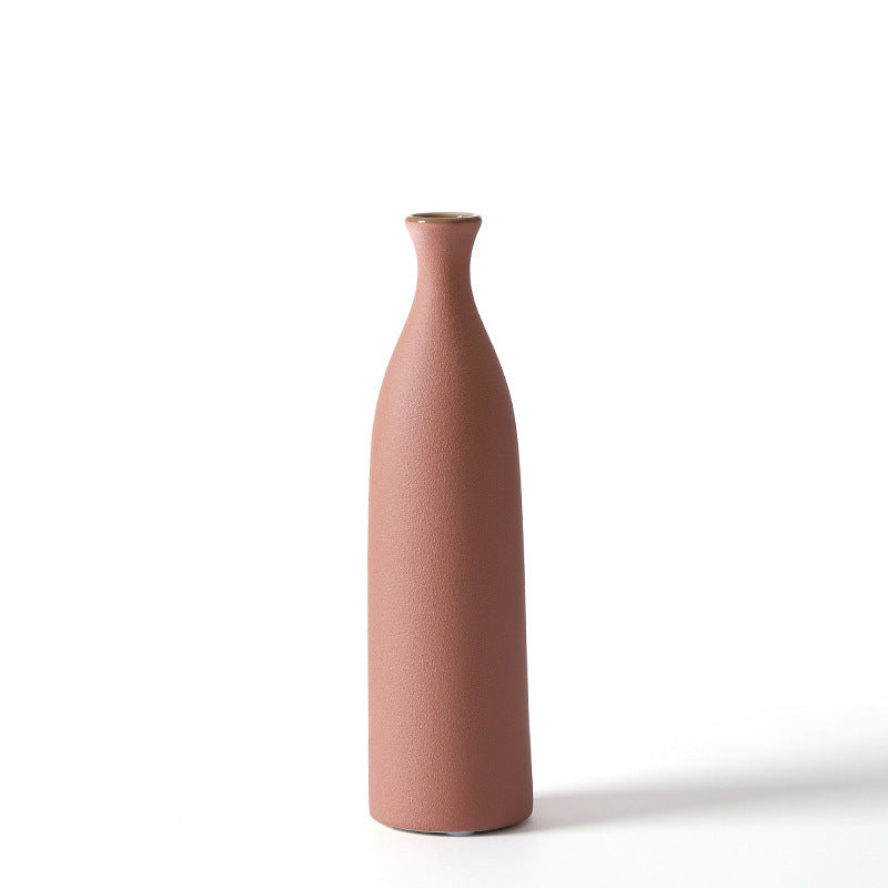 Home Furnishing Small Mouth Ceramic Vase Decorations Restaurant Showroom Desktop Soft Decorations