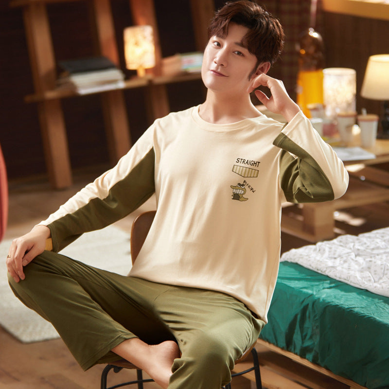 Peter Beauties Men'S Pyjamas Spring Autumn Korean Youth Pure Cotton