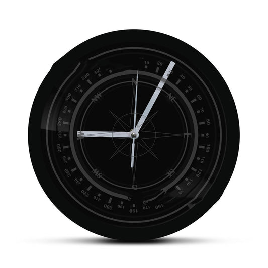 LED Luminous Wall Clock Black Wall Clock Nautical Compass Backlit Rose Compass Home Decoration Clock Wall Clock