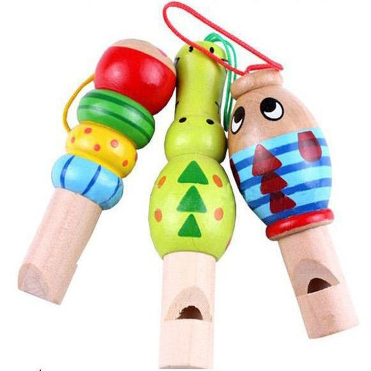 Cartoon Animal Whistle Baby Wooden Musical Toy