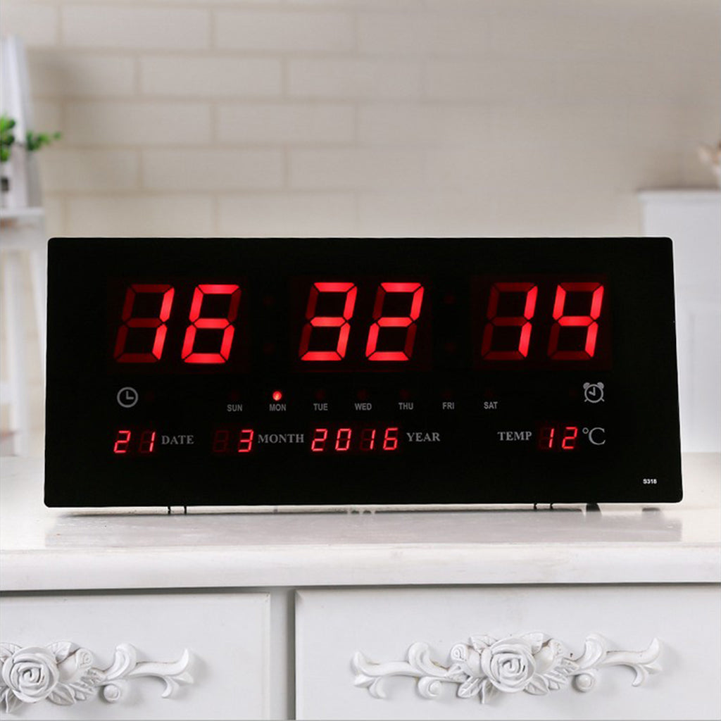 Living Room Calendar Wall Clock Simple Clock Big Digital Temperature Clock