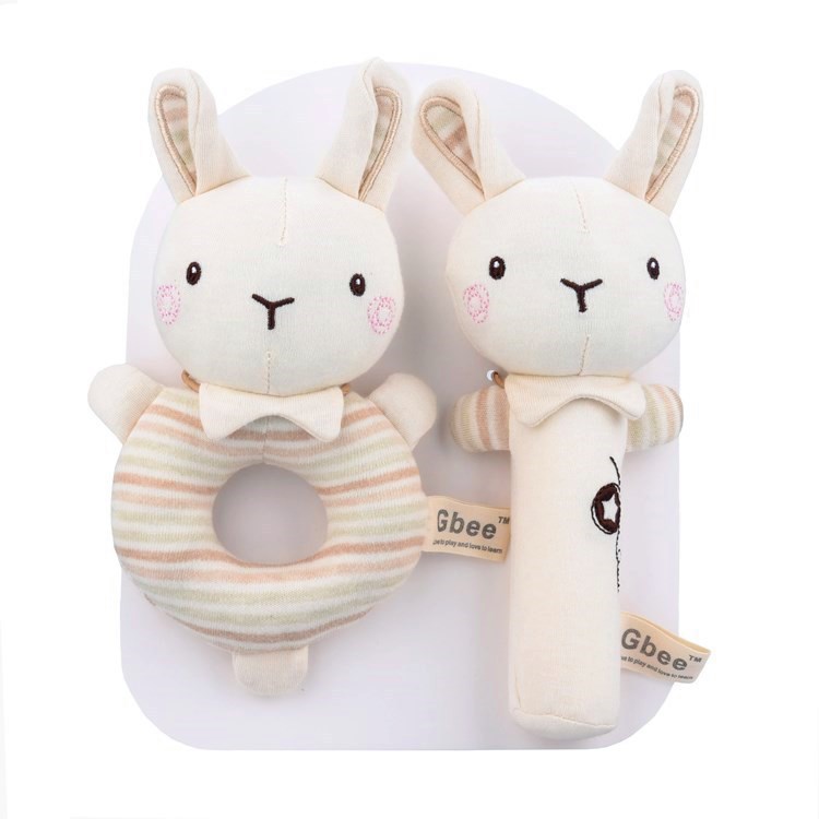 Baby Rattle Plush Early Education Animal Toy Round Rattle Stick Baby Soothing Toy