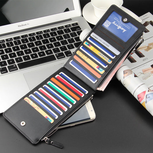 Baellerry Casual Multiple Card Slots Long Men's Wallet Cross Pattern Multifunctional