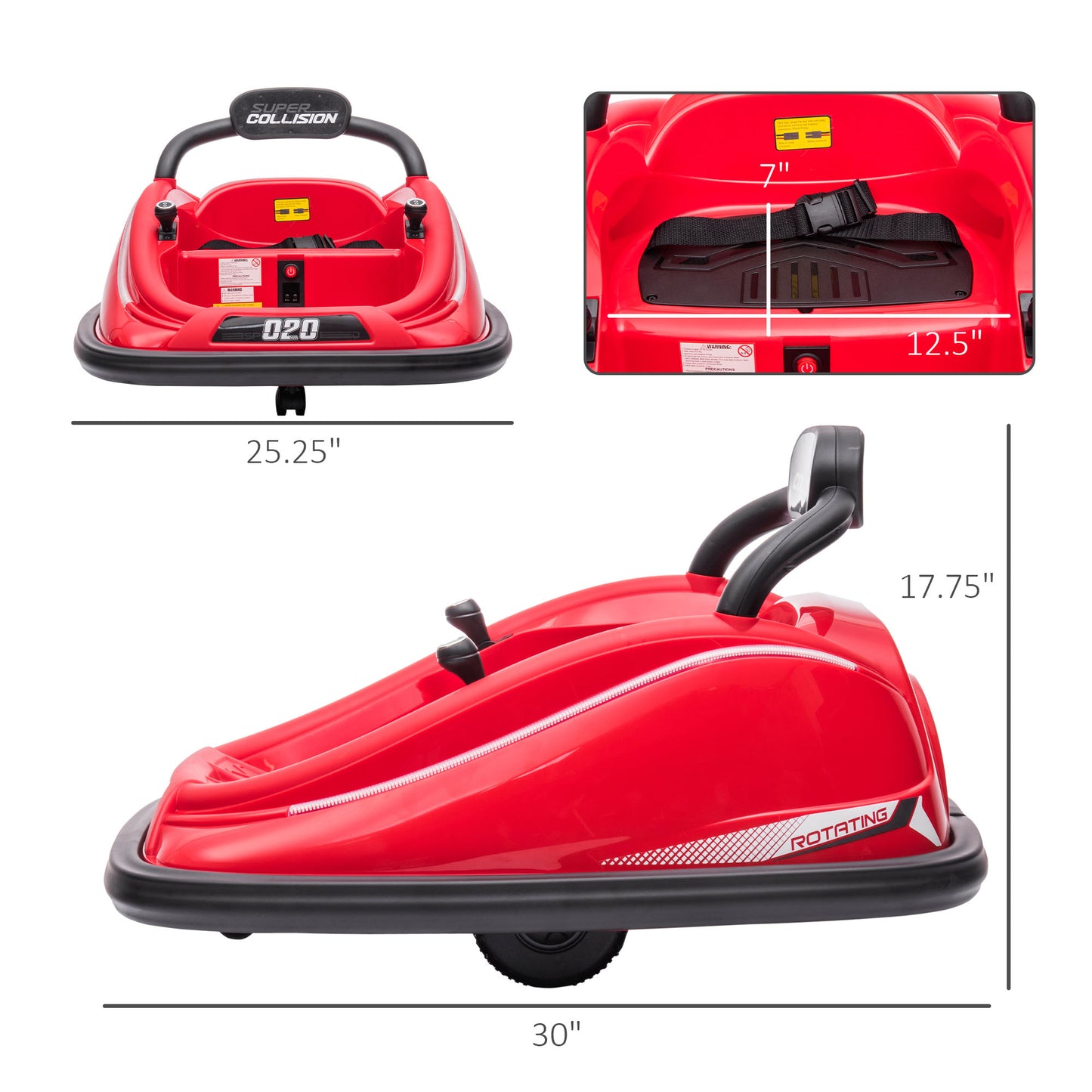 12V Kids Bumper Car Twins Motor with Parent Remote Control