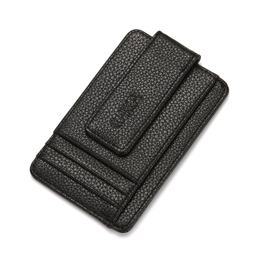 Cross Border New Arrival Fashion Men's Wallet Wallet Magnetic Snap Card Holder Korean Style American Gold Clip Mini Creative Card Holder