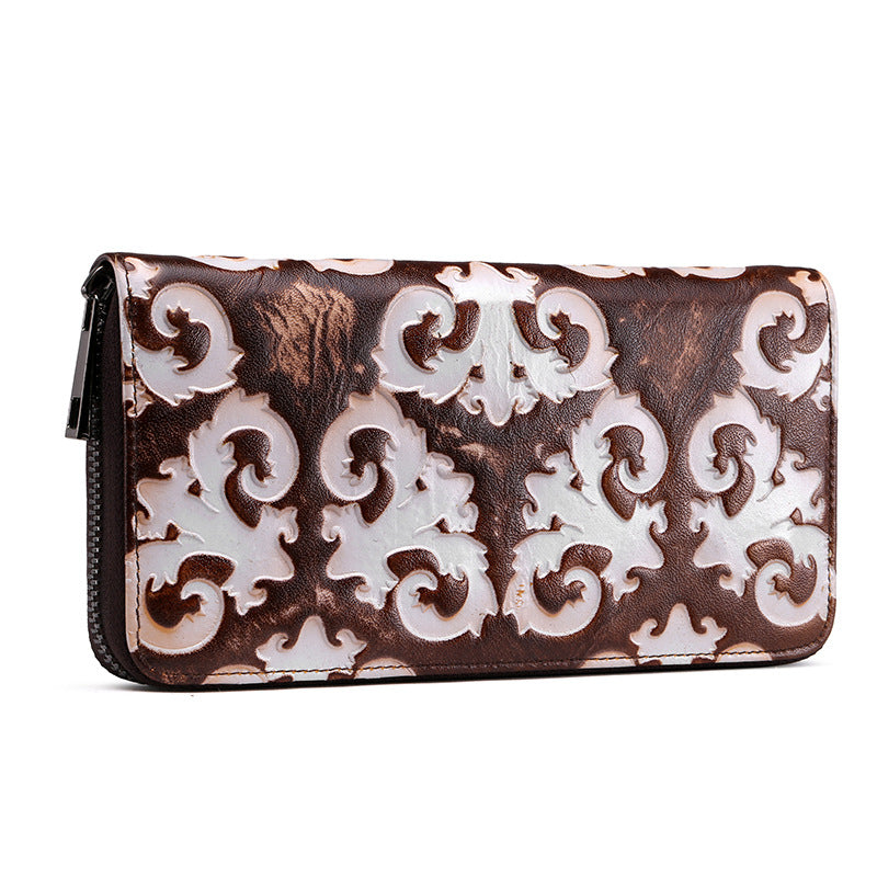 Brushed New Fashion Creative Women's Retro Wallet Top Layer Leather Long