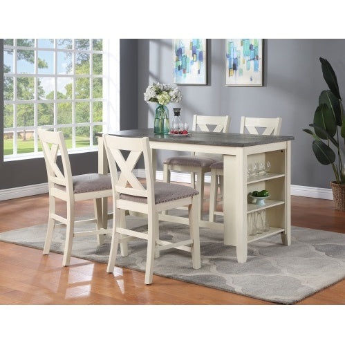 Modern Contemporary Dining Room Furniture Chairs Set Of 2 Counter Height Chairs Light Wooden High Chair X Back Design Cushion Seat
