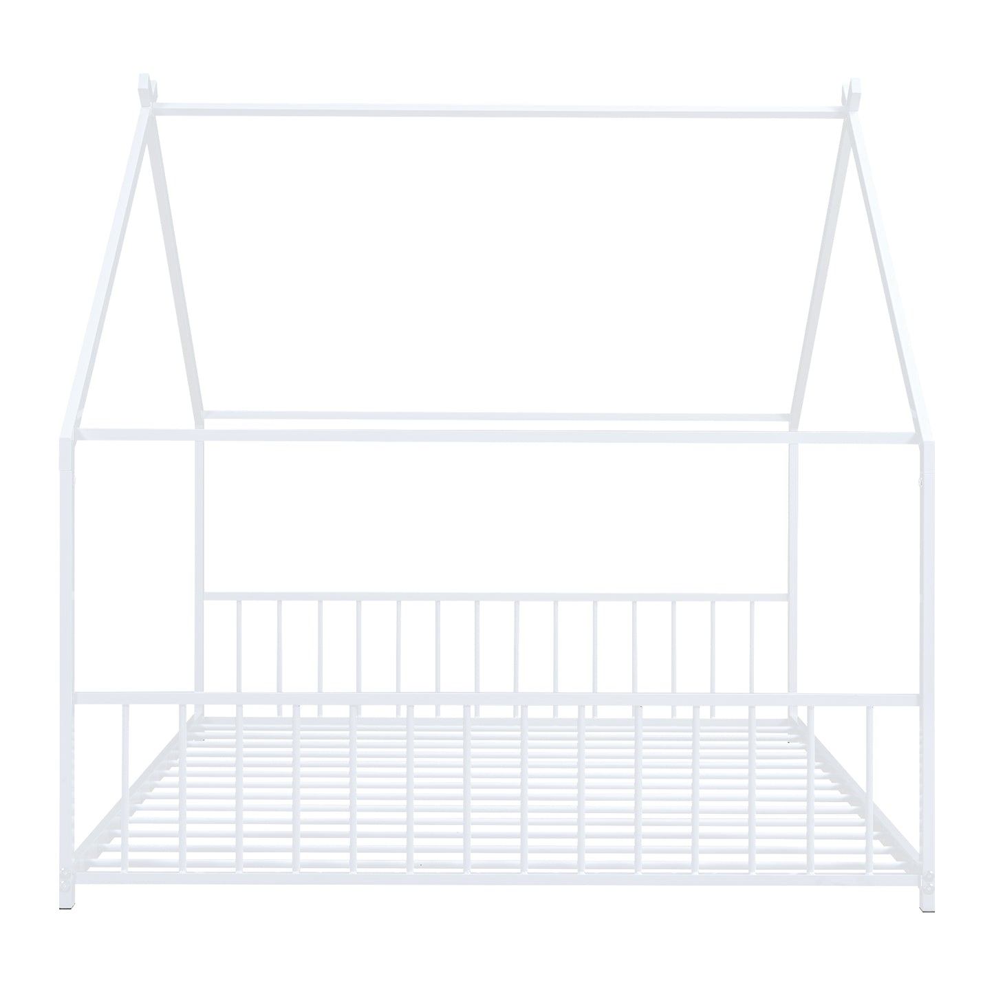 Full Size Metal House Bed, White